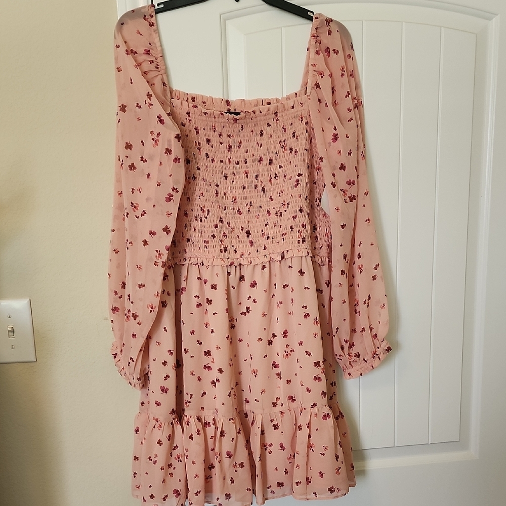 1. State Pink Ruched Long Sleeve Sundress
